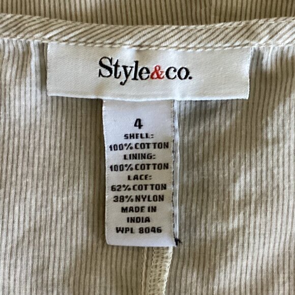 STYLE & CO Cotton Lace Patchwork Boho Sleeveless Cream Tunic Tank Top Sz 4 #170D - Picture 12 of 13